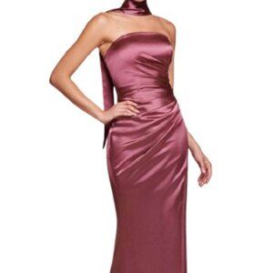 NWT Ladivine 7451 Satin Bridesmaid Dress Mauve Rose Size 4